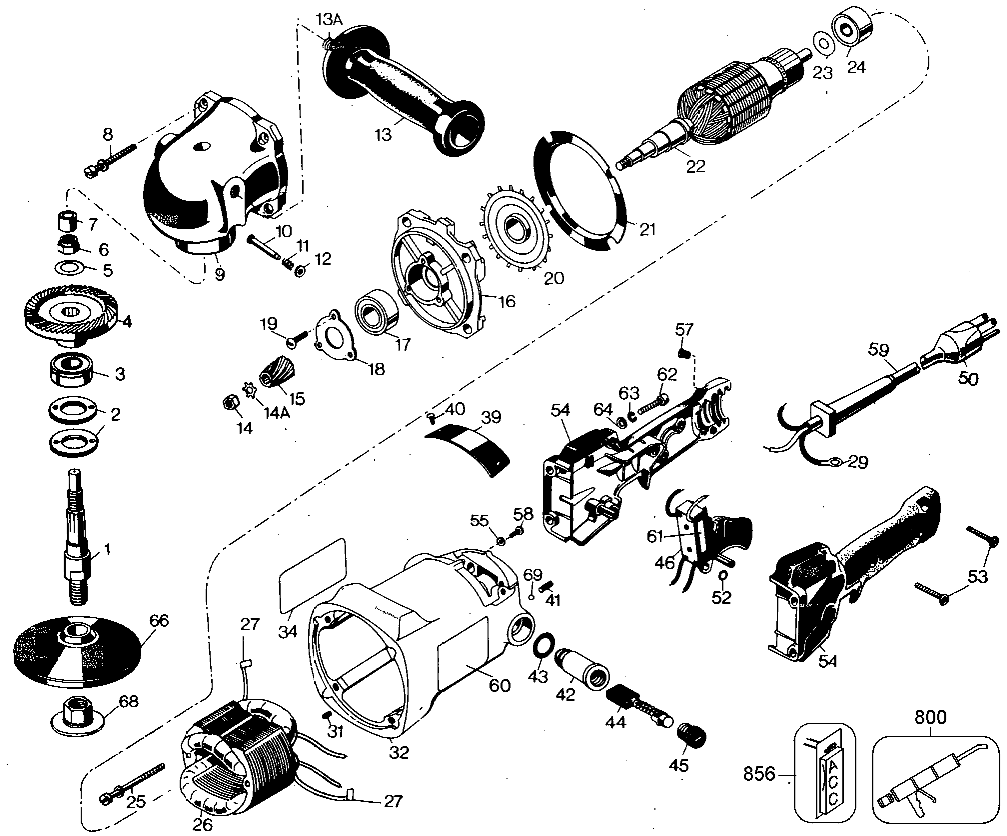 Default Diagram and Parts List for B6112 Type 2 Black and Decker Sander Polisher